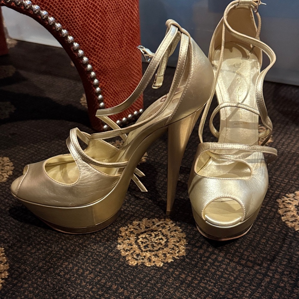Casadei Gold Platform Heels